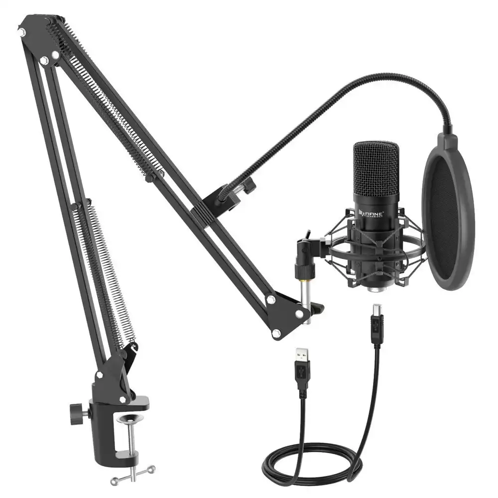Fifine T730 USB Condenser Broadcast/Podcast Microphone w/Filter/Desk Stand