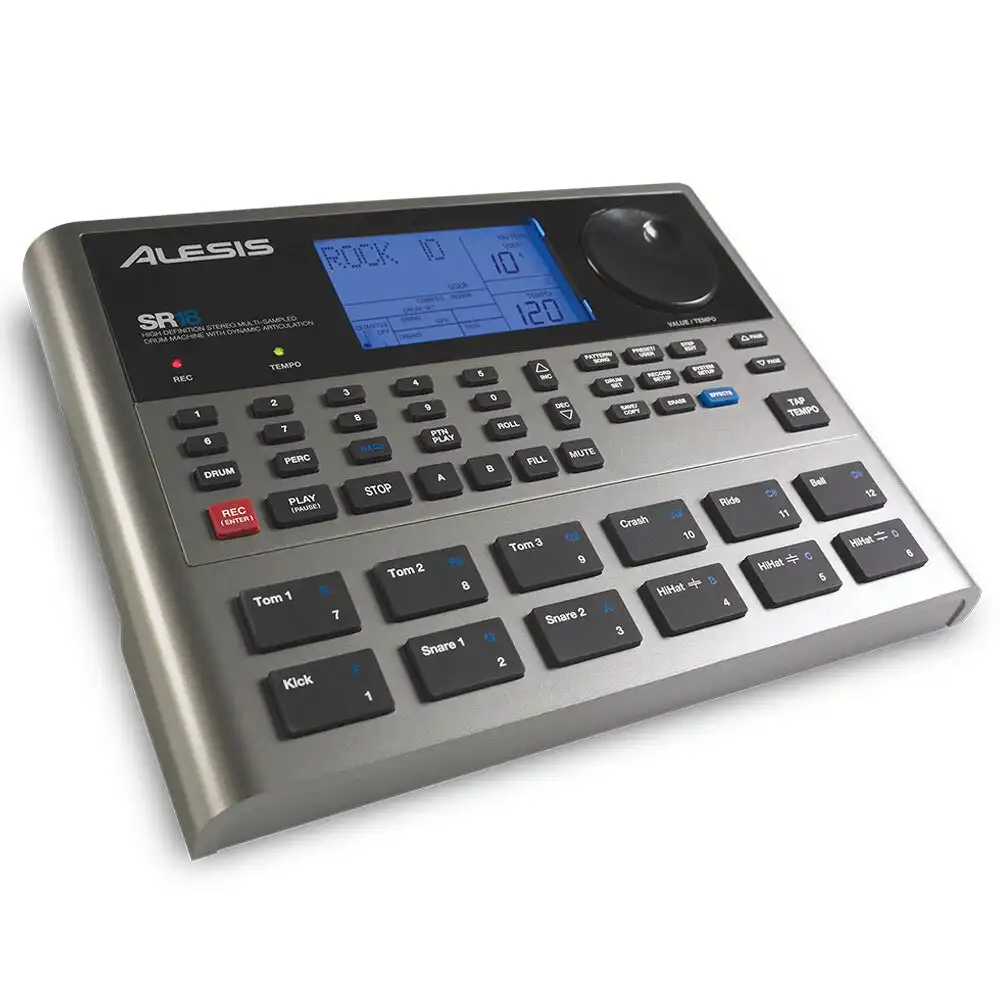 Alesis SR18 Pro Electronic MIDI Drum Machine Musical Instrument for Keyboard BLK