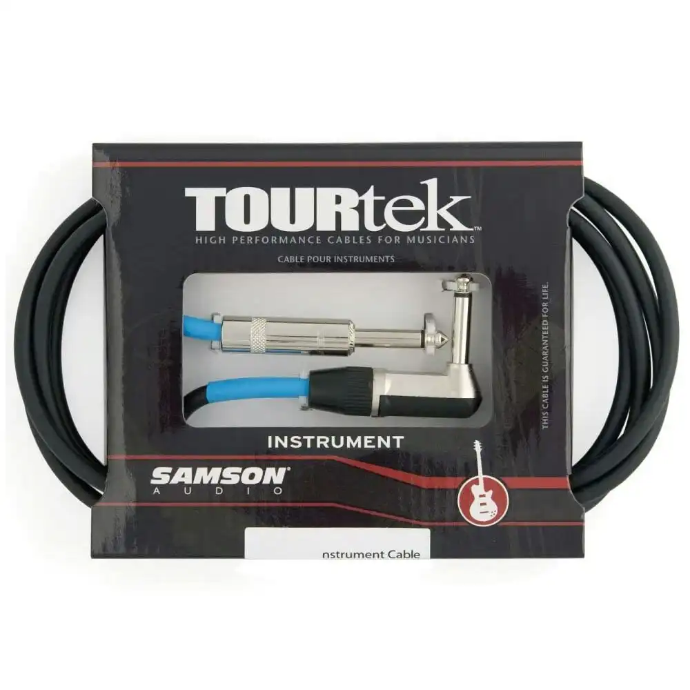 TourTek 0.92m Instrument Cable w/L-Jack Male Connector Extension Lead Cord Black