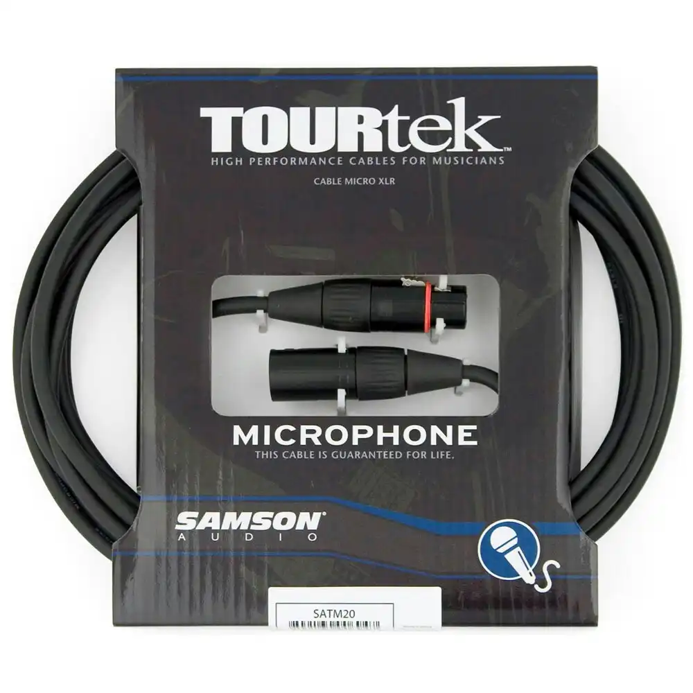 TourTek 6.10m XLR Microphone Cable Male to Female Lead Connector/Extension BLK