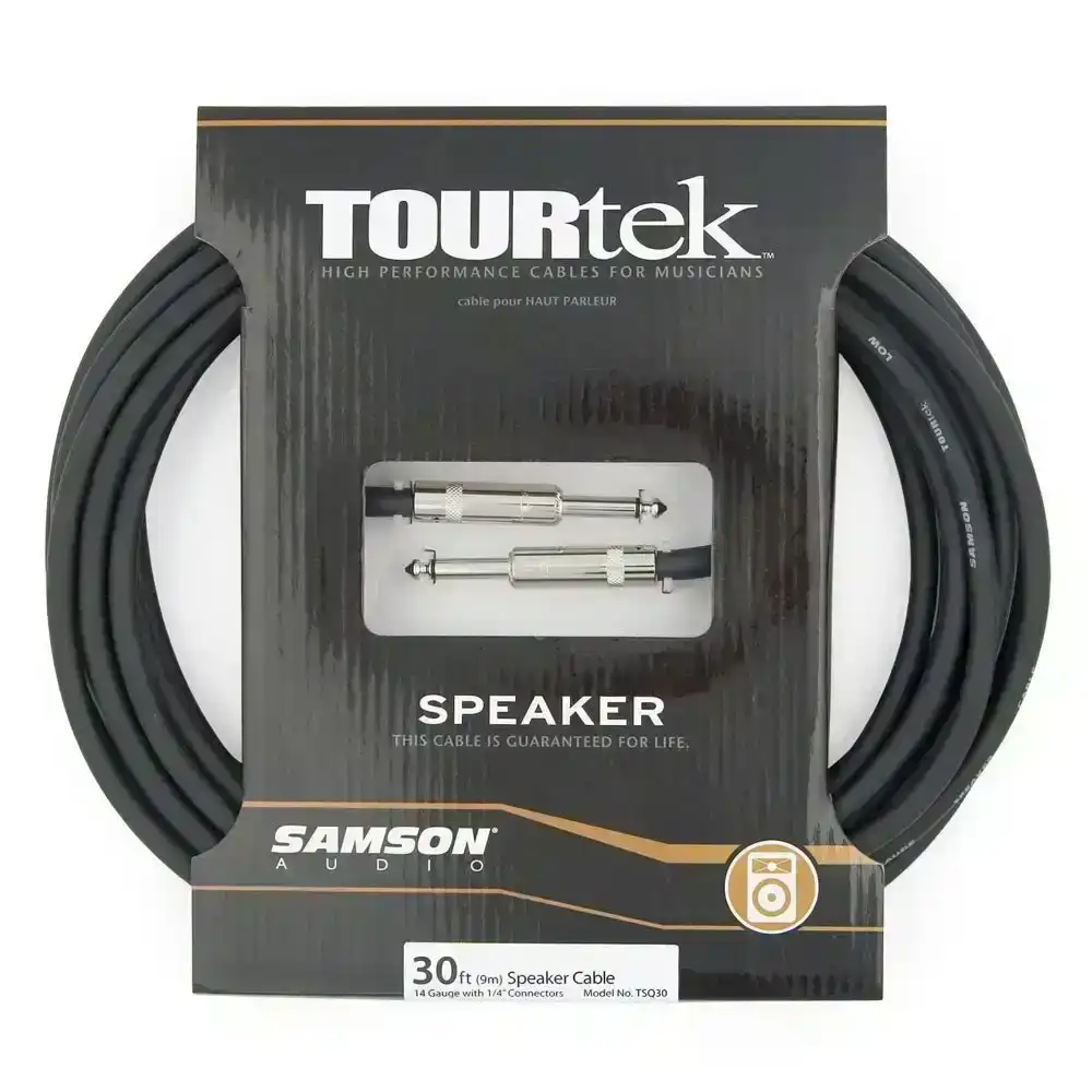 TourTek 9.15m Male Jack Cable Connector Adapter For Speaker Audio System Black