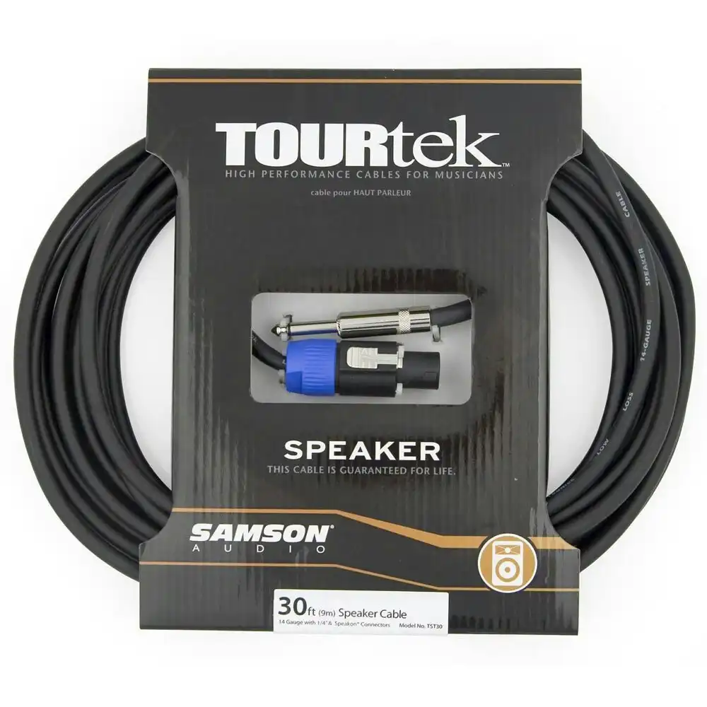 TourTek 9.15m Male Speakon to Jack Speaker Instrument Cable/Audio Connector BLK