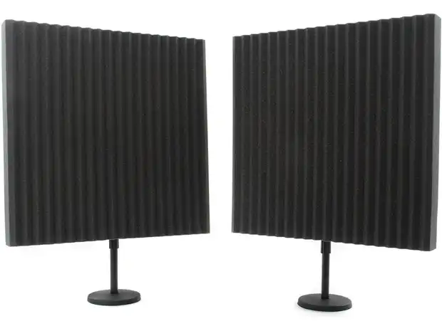 2x Auralex DeskMAX 2ft Portable Podcasting Panel Filter Shield w/ Stand Charcoal