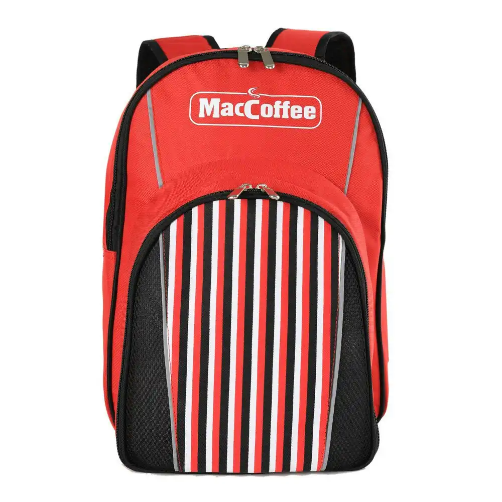Mac Coffee 2 Person Picnic Bag/Backpack Steel Mugs/Cutlery/Knives/Forks Red