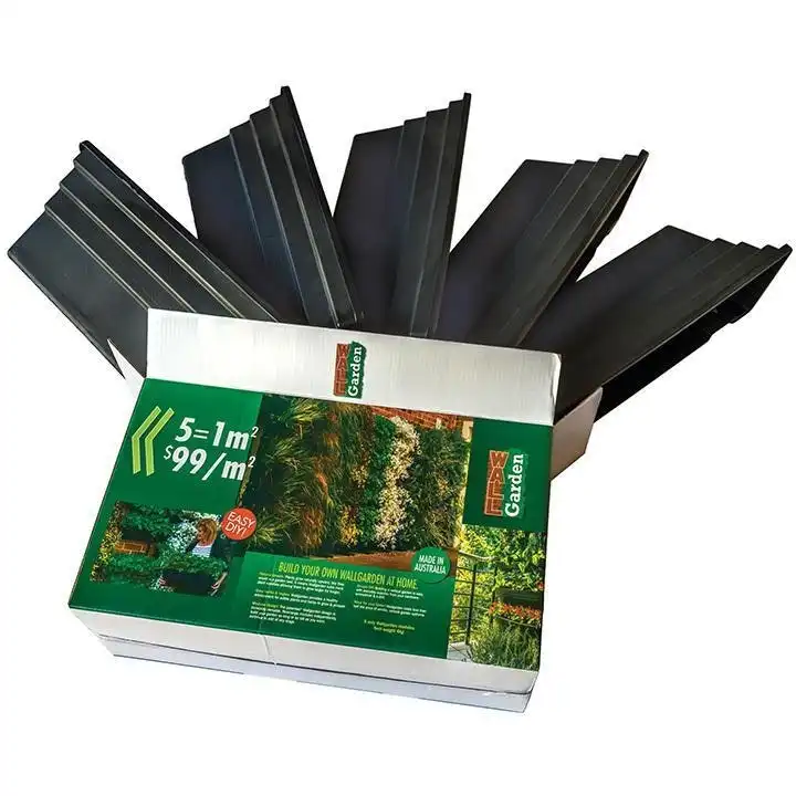 5PK Wall Garden 10L/60cm Vertical Planter/Plant Box Hydroponics/Aquaponics Black