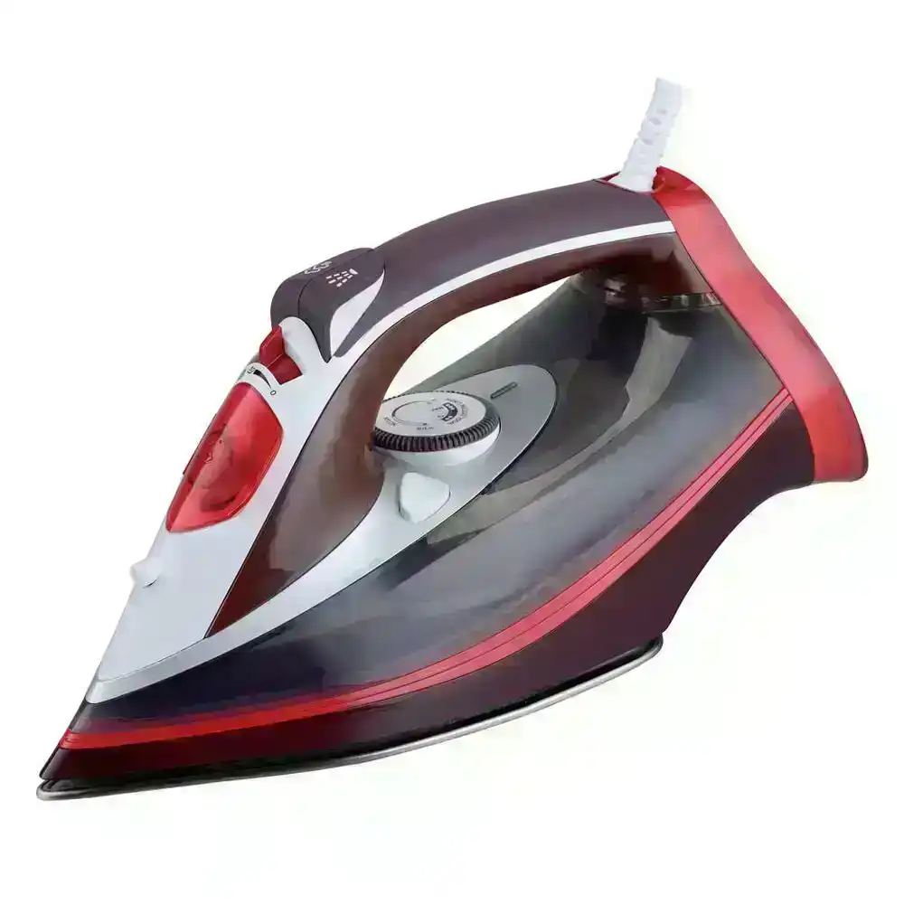 Maxim Laundry Pro Electric 2200W Deluxe Corded Clothes/Garment Steam Iron Red
