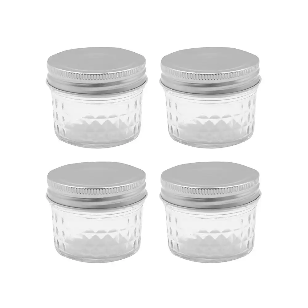 4pc Lemon And Lime 135ml Quilted Glass Conserve Jar Food/Storage Container