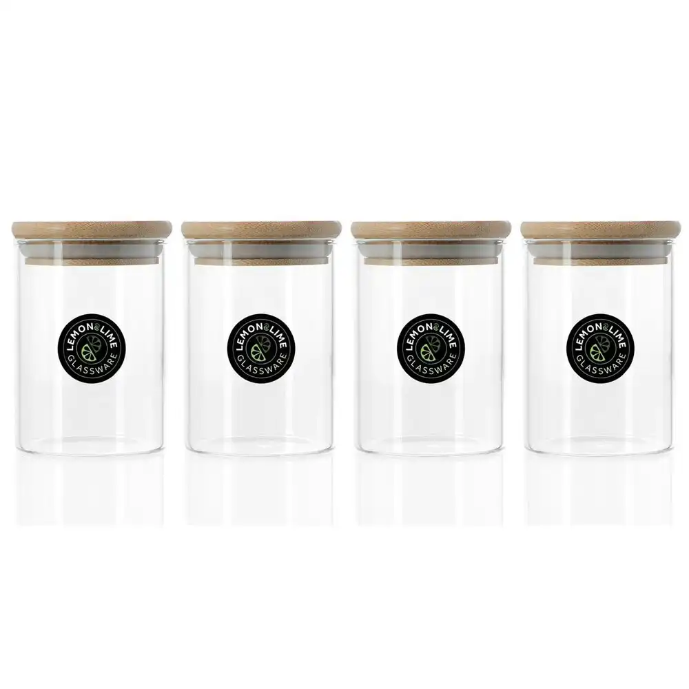 4x Lemon & Lime Camden 250ml Glass Jar Food Storage Airtight Container CLR w/Lid