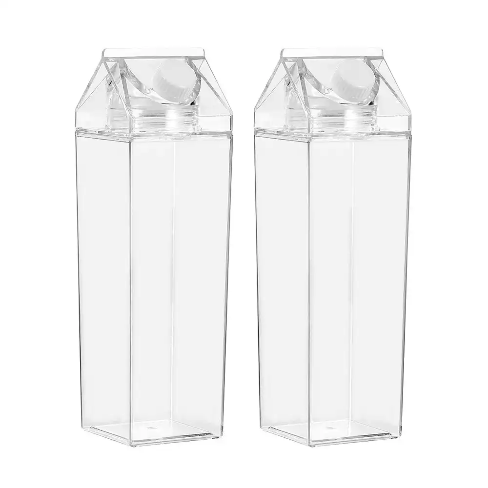 2x Boxsweden 1L Crystal Fridge Bottle Water/Juice Beverage Clear Storage w/ Lid