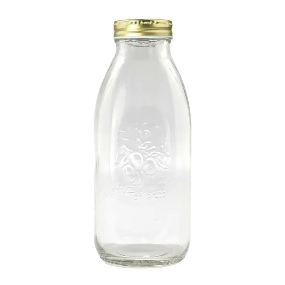 4x Lemon & Lime Roma 1L Glass Conserve Sauce Bottle 22.5cm Kitchen Container Jar