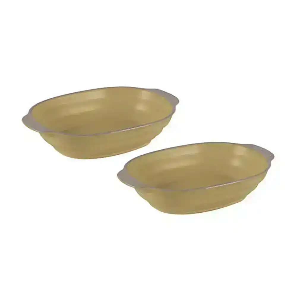 2pc Ladelle Clyde 21cm Raffia Stoneware Oval Baking Dish Oven Bakeware Bowl