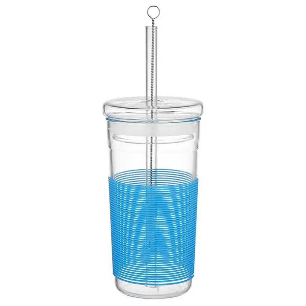 PORTA Summer Smoothie Cup Large 400ml Lead/BPA Free w/ Straw Brush Fun Blue