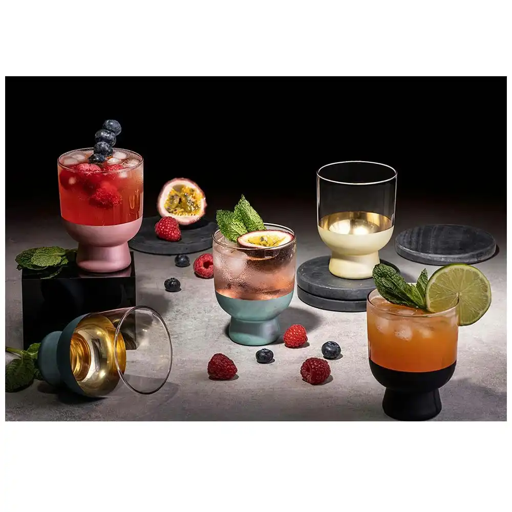 2x Tempa Aria 240ml Glass Tumbler Cocktail Water/Juice Cup Drinkware Clear/Black