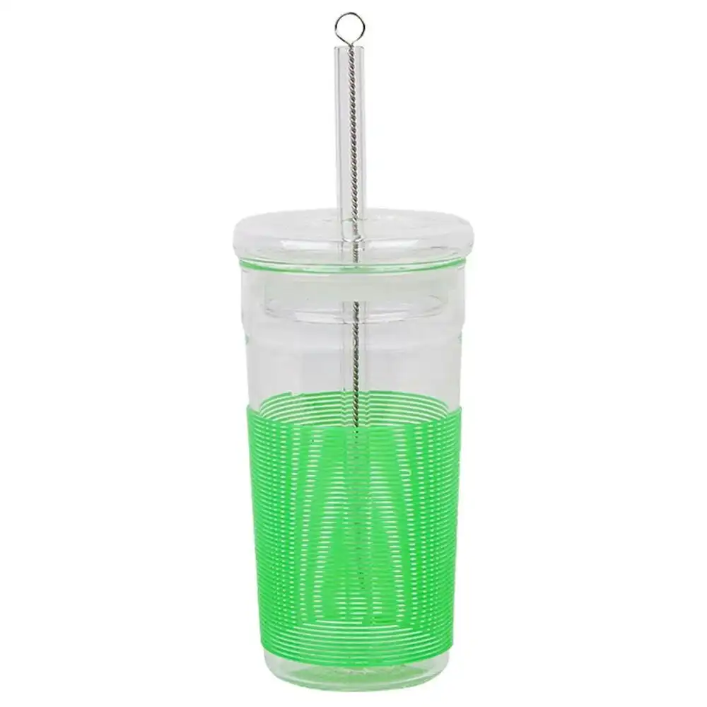 PORTA Summer Smoothie Cup Large 400ml Lead/BPA Free w/ Straw Brush Fun Green