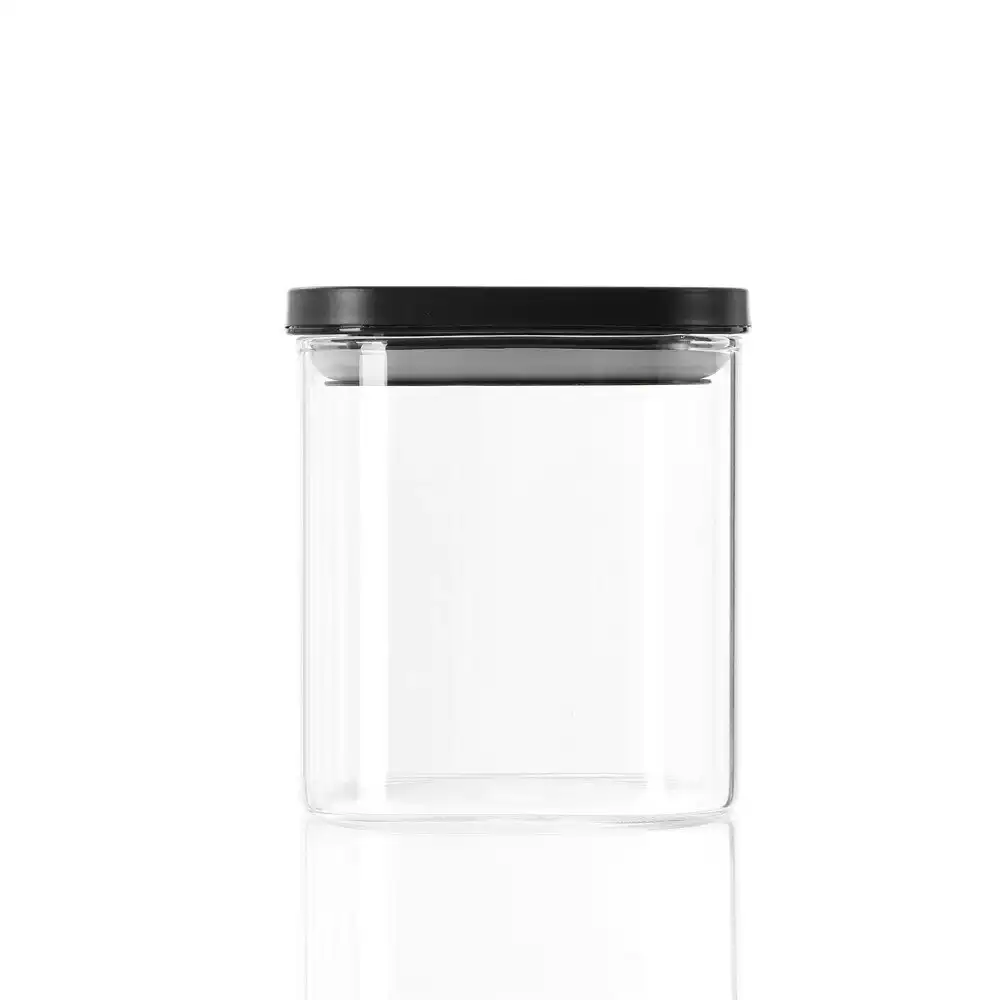 3x Lemon & Lime Montana Square Glass Jar 800ml Kitchen Storage Container w/ Lid