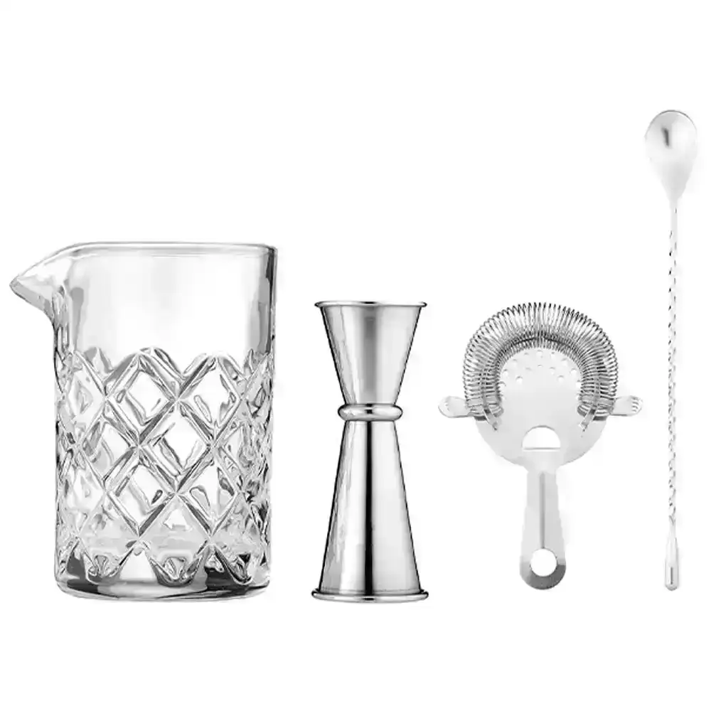 4pc Tempa Ophelia Cocktail Set Stainless Steel Jigger/Strainer/Mixing Spoon SLVR