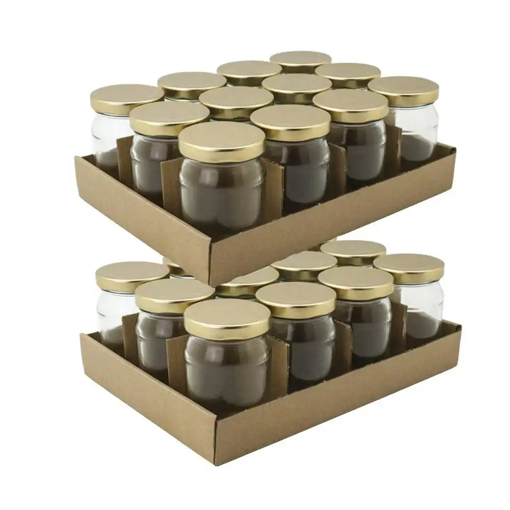 24PK Lemon & Lime Verona Glass Jar 150ml Gold Lid Home Kitchen Storage Container
