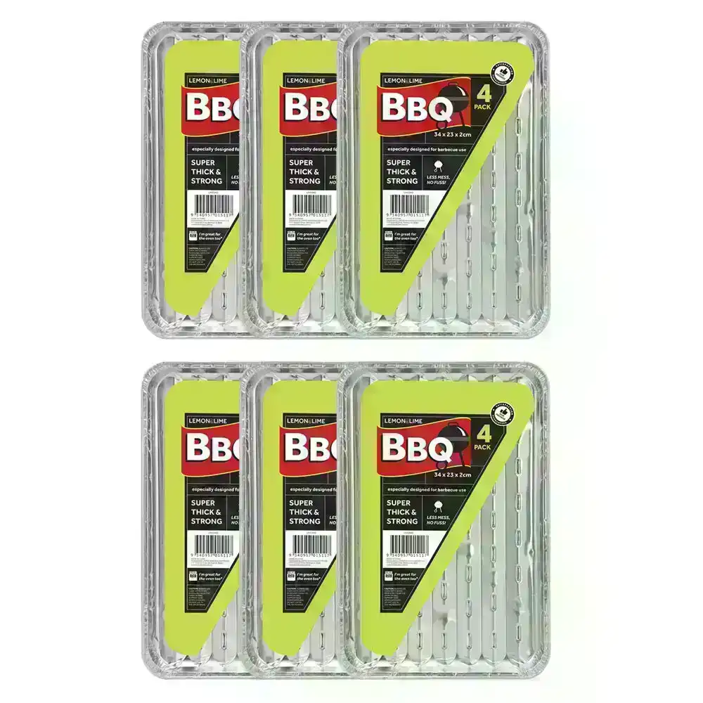 24pc Lemon & Lime 34cm Heavy Duty Oven/BBQ/Bake Food Disposable Foil Grill Tray