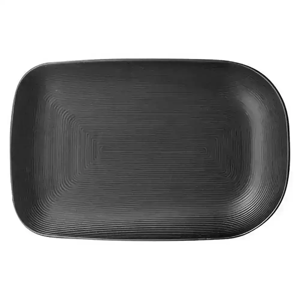 Ladelle 32cm Linear Texture Platter/Plate Porcelain Food Server/Serveware Black