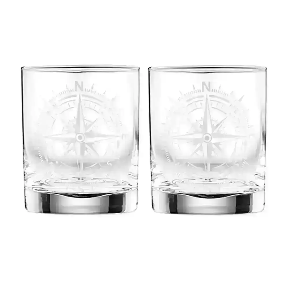 2pc Tempa Atticus Compass 350ml Whisky Glass Liquor Drinking Glassware Cup Clear