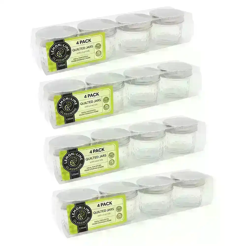 16x Lemon And Lime 135ml Quilted Glass Conserve Jar Food/Storage Container