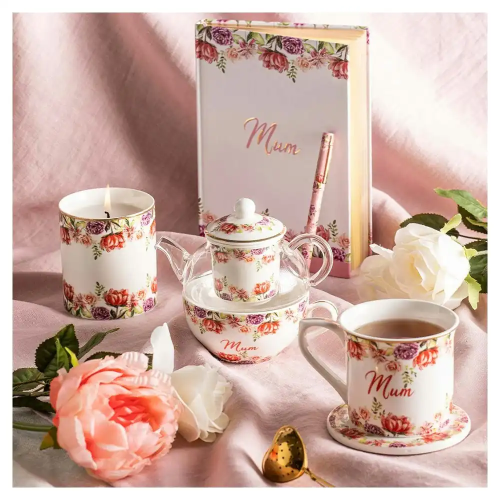 Ashdene 280ml Bunch For Mum Tea Time Gift Hot Tea Cup/Mug/Coaster w/Infuser Set