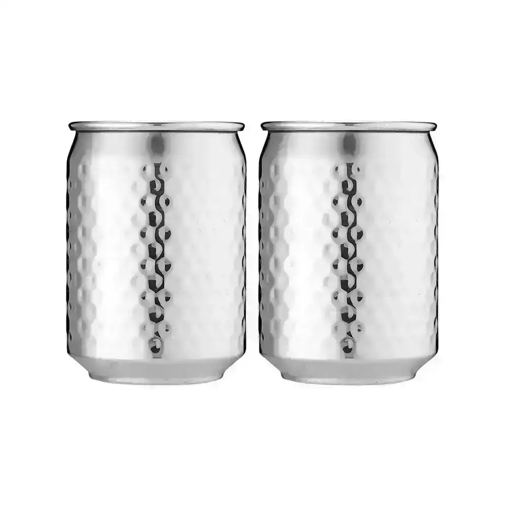 2pc Tempa Spencer Hammered 400ml Stainless Steel Tumbler Cocktail Cup Set Silver