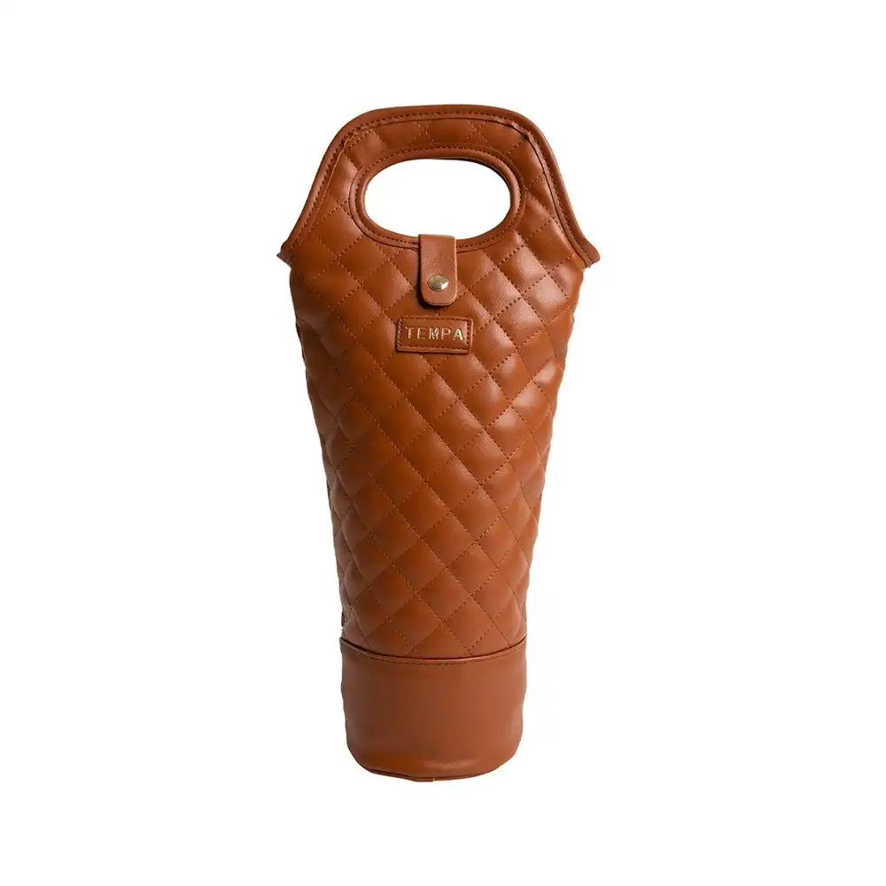 Tempa Quilted Brown Insulated Interior Single 750ml Wine Bottle/Drink Carry Bag
