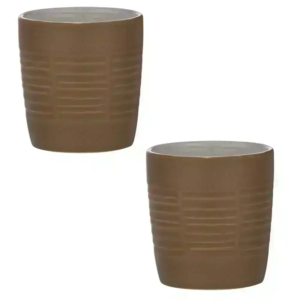 2pc Ladelle Carve 300ml Tumbler Glazed Stoneware Water Drink Tea Cup/Mug Mustard