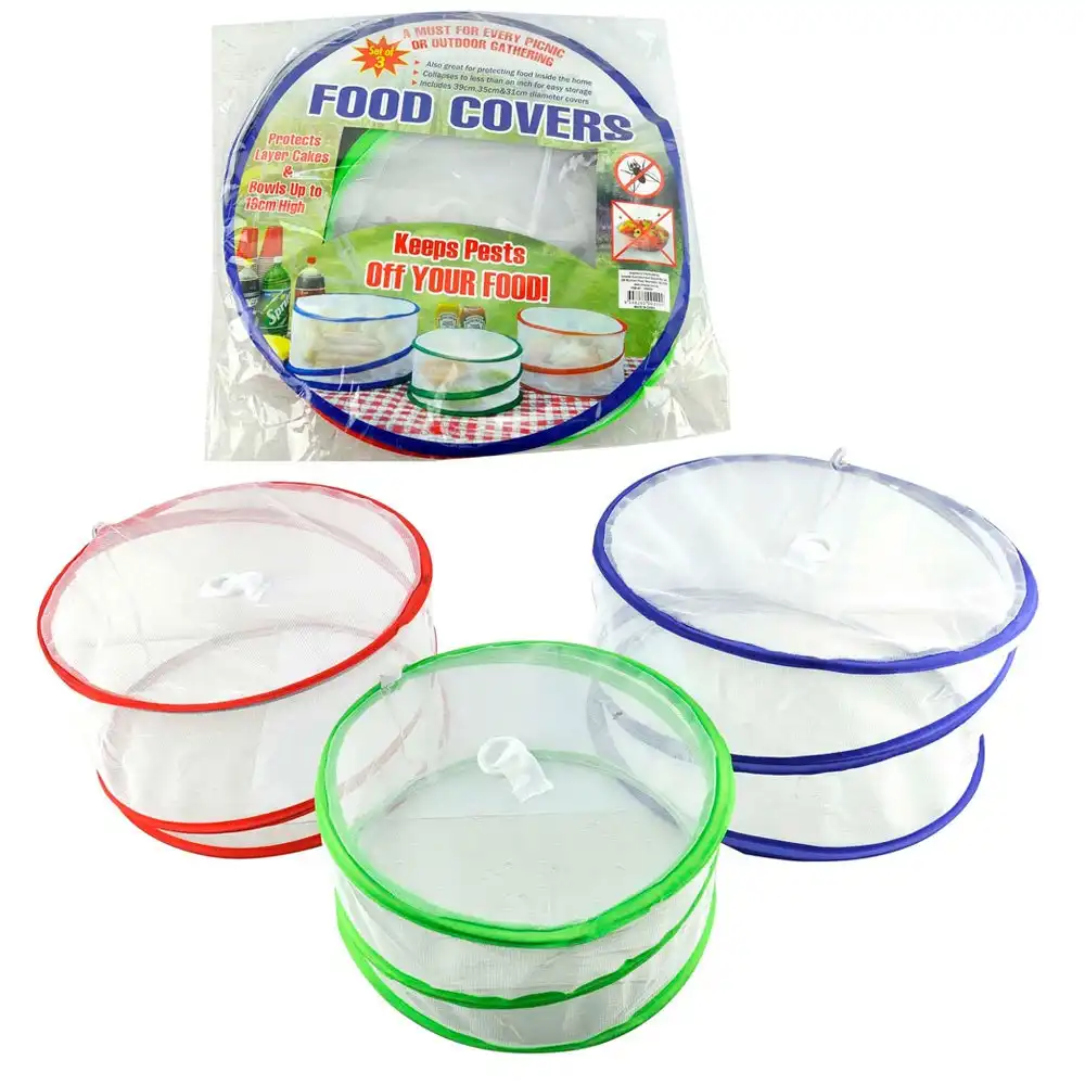 3PK Pop Up Food/Dish/Bowl Mesh Covers Fly Protect Cover/Net Nylon Kitchen Tool