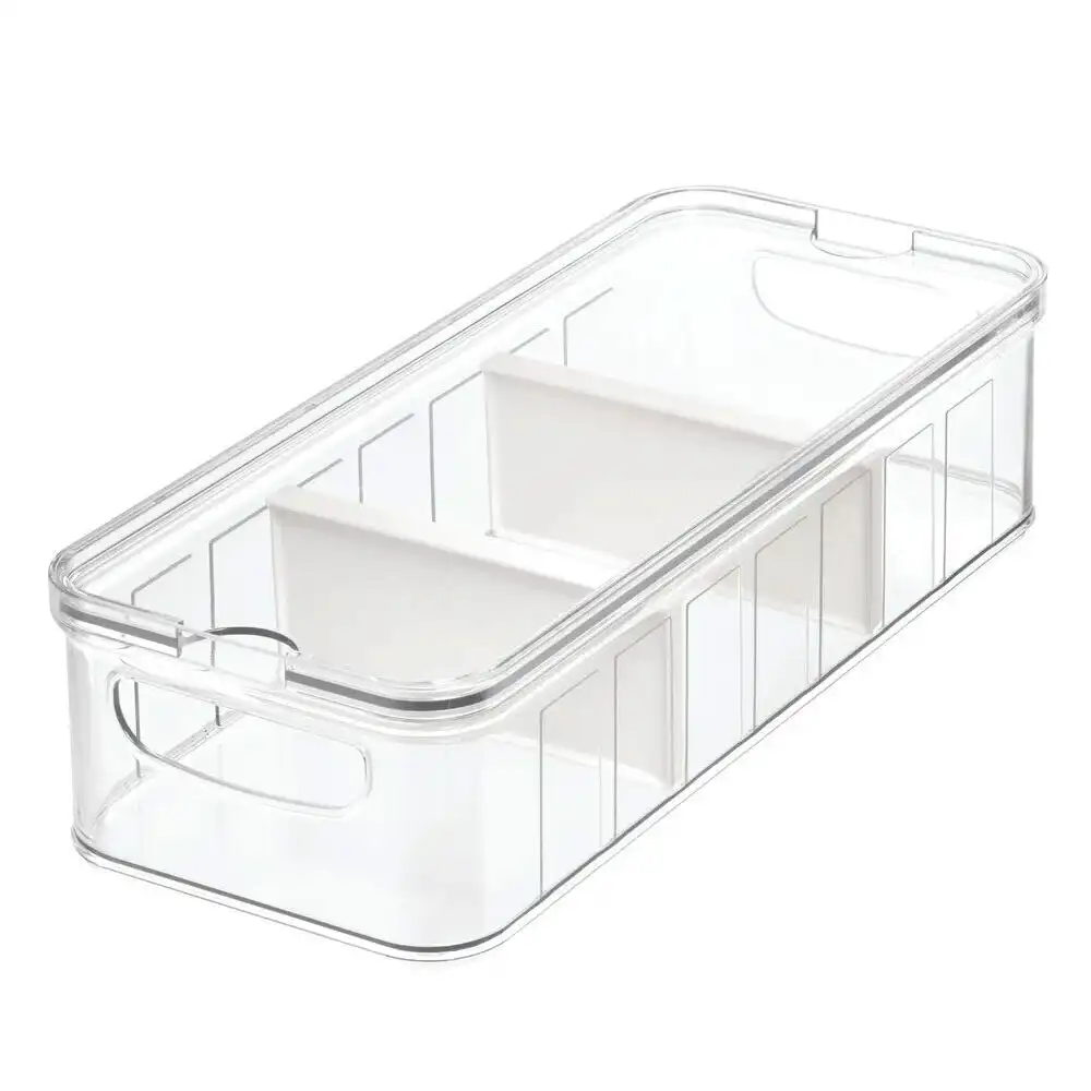 Idesign 38x16.5x9.5cm Crisp Large Divided Fridge/Food Bin/Holder/Container CLR