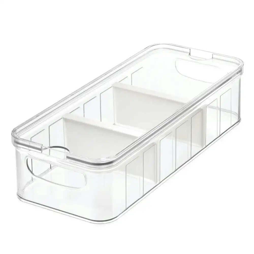 Idesign 38x16.5x9.5cm Crisp Large Divided Fridge/Food Bin/Holder/Container CLR