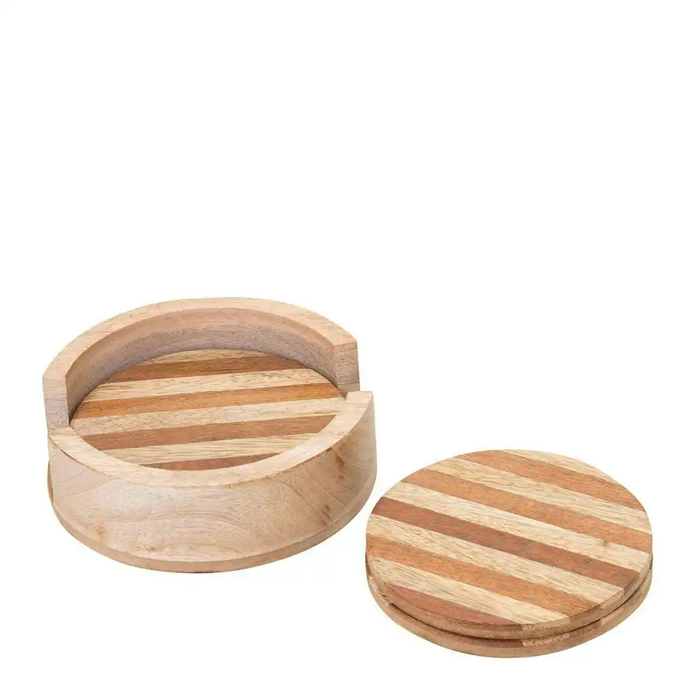 4PK J.Elliot 10cm Wooden Round Willow Coasters Natural Drink Kitchen f/Cups/Mugs