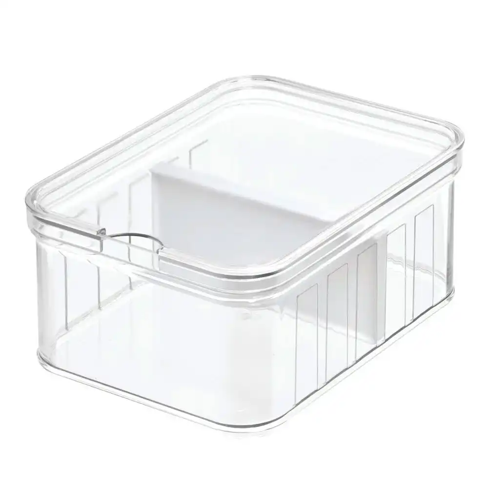 Idesign 21.6x16.5x9.5cm Crisp Small Divided Fridge/Food Bin/Holder/Container CLR