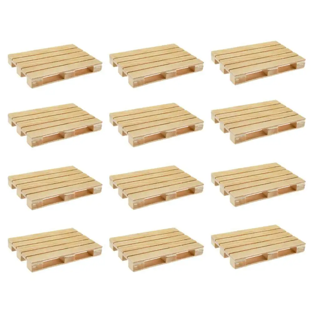12PK Mini Wooden Pallet Glass Coasters/Mats For Beverages Drinks Beers Home/Bar