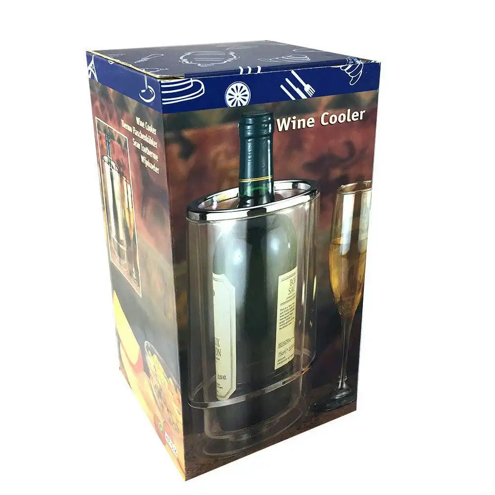Transparent Wine Cooler Double Wall Acrylic Bottle Drink Cool Champagne Ice