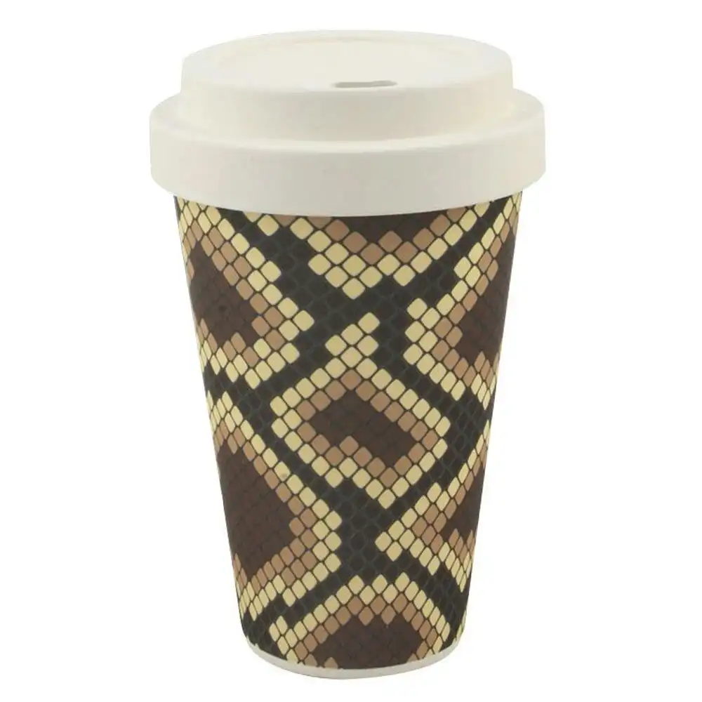 Keycraft Bamboo 15cm Reusable Travel Mug 350ml Drinking Cup w/ Lid Snake Skin