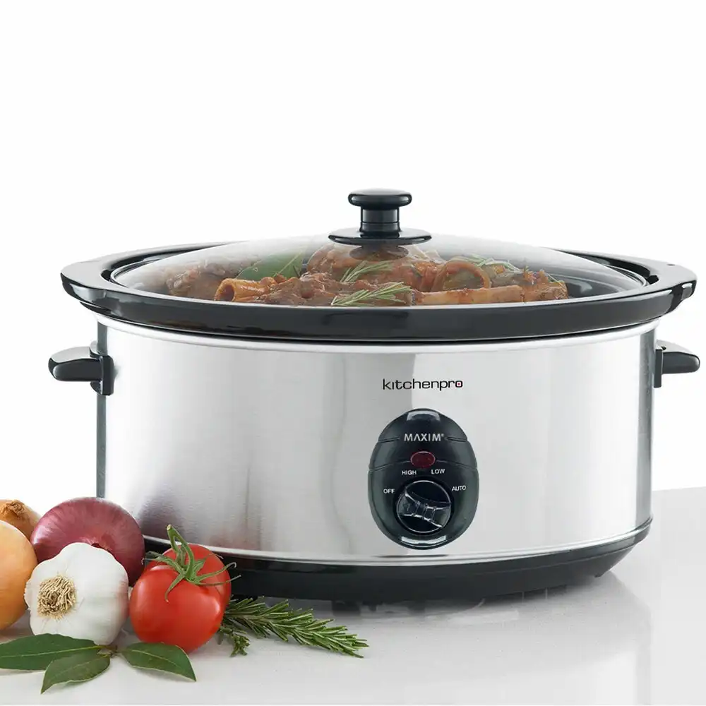 Maxim Kitchen Pro 6L 320W Stainless Steel Food Slow Cooker w/ Ceramic Bowl/Pot