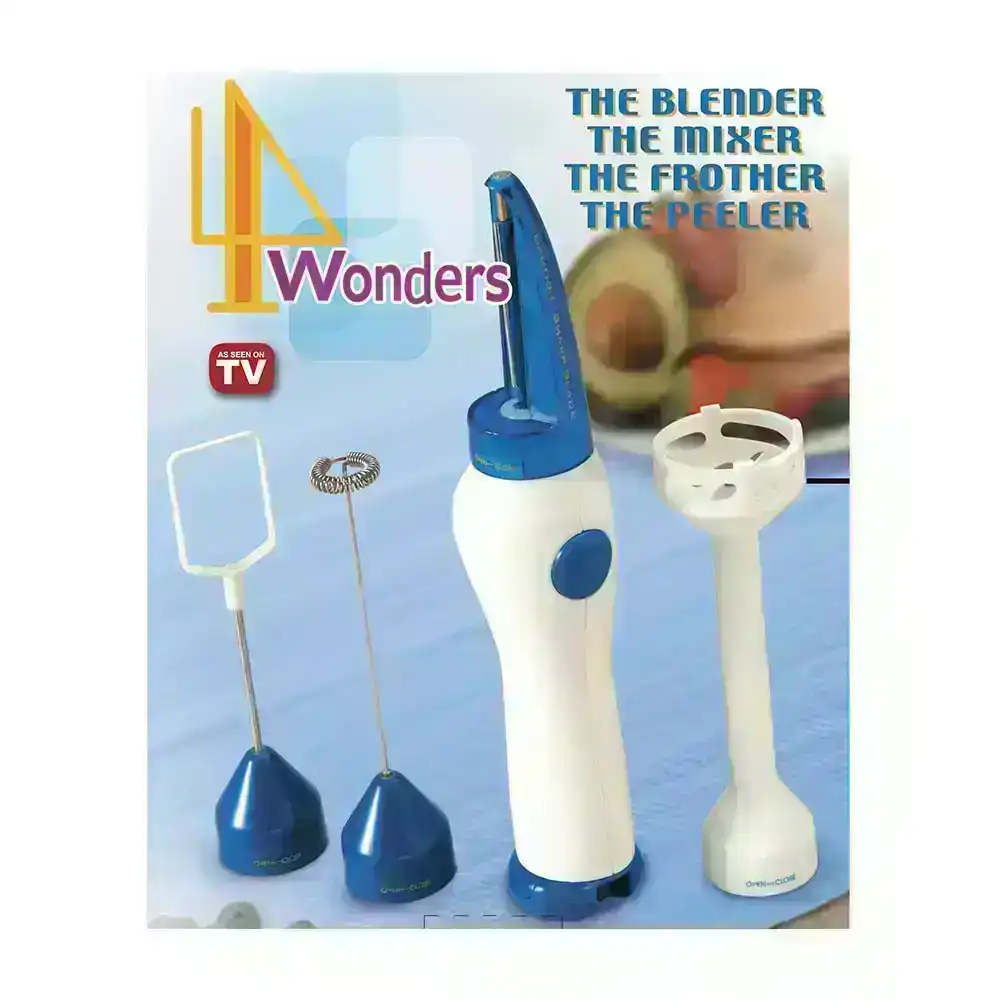 4Wonders 4in1 Food Processor Blender/Peeler/Mixer/Frother Electric Battery Power