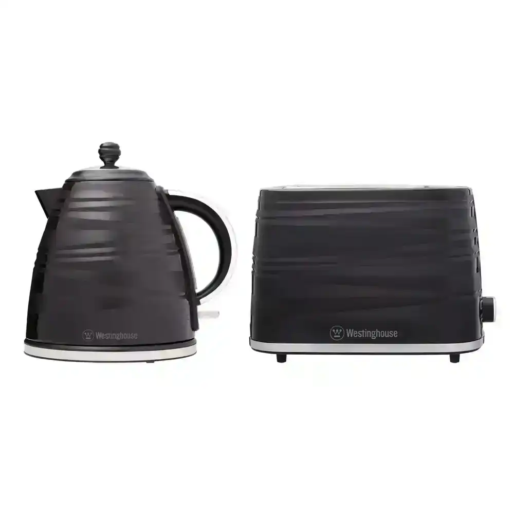 Westinghouse Electric 1.7L Kettle 2200W & 2 Slice Bread Toaster 930W Set Black