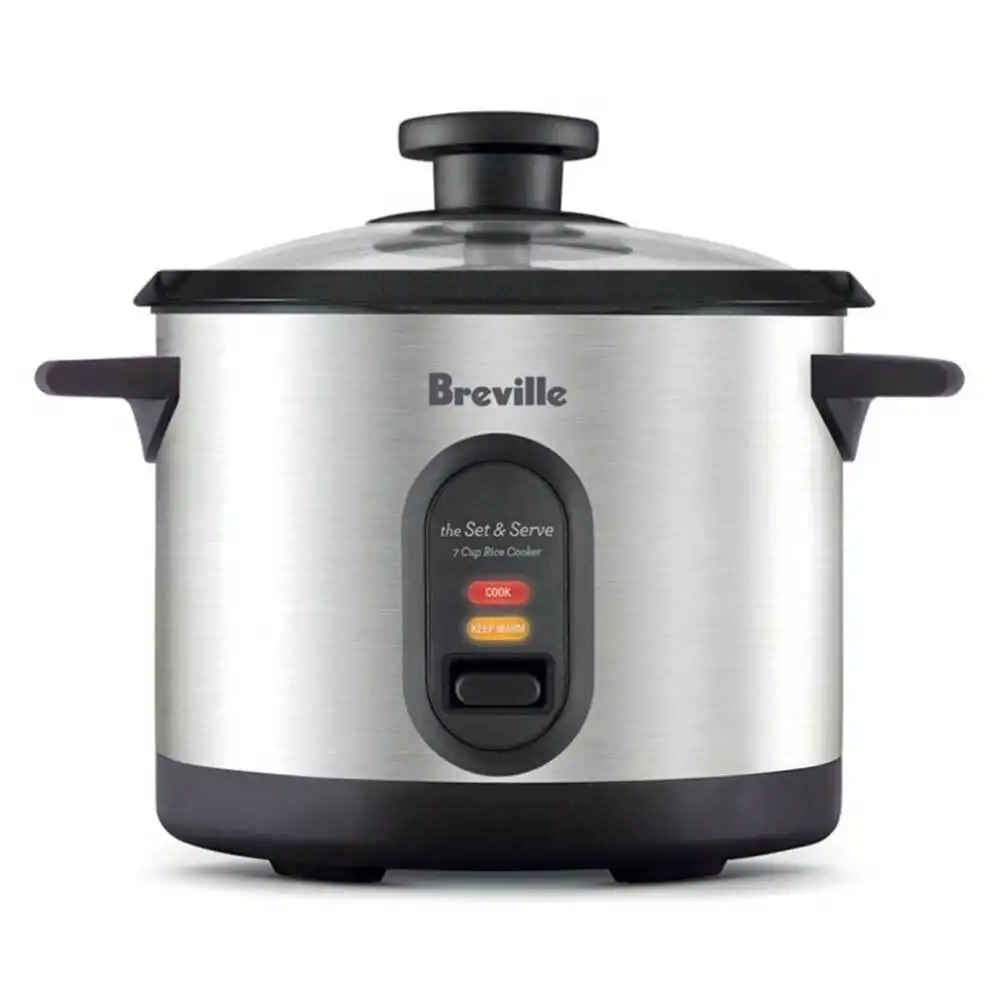 Breville BRC310BSS 500W Set & Serve 7 Cups Rice Cooker/Steamer Stainless Steel