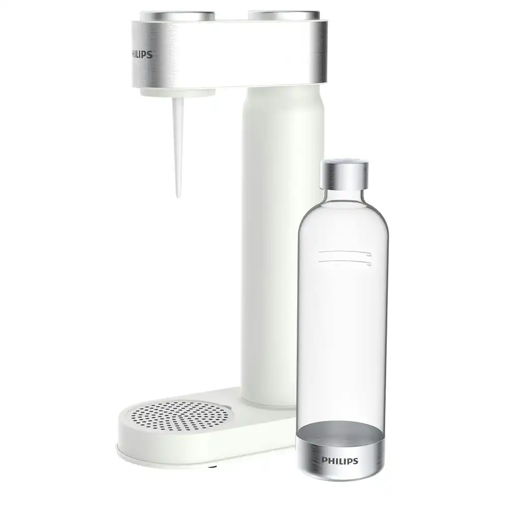 Philips GoZero Soda/Fizzy Sparkling Water Maker w/ 1L Carbonating Bottle White