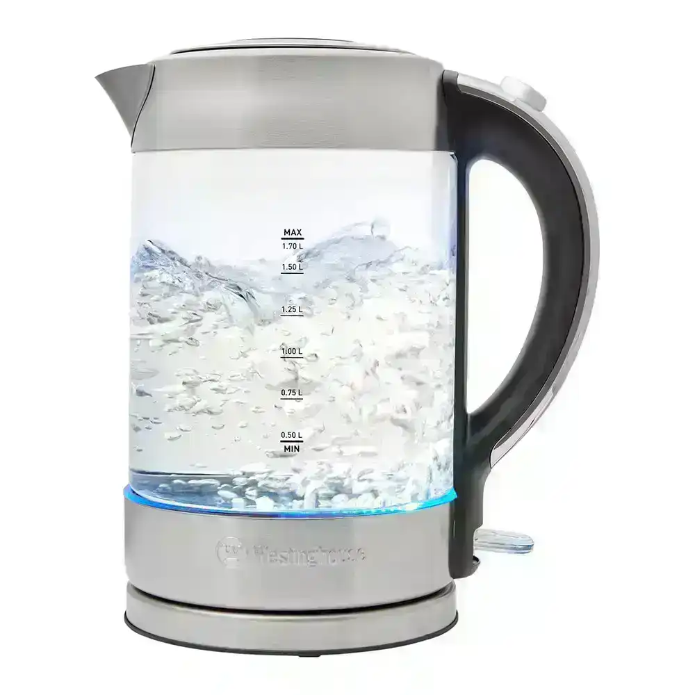 Westinghouse 1.7L 2200W Glass Electric Cordless Kettle/Water Boiler Silver