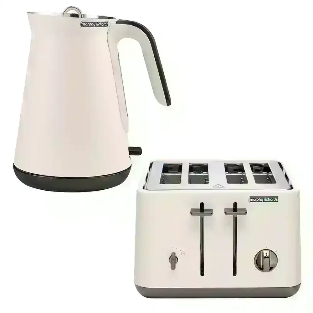 2pc Morphy Richards Aspect Electric 1.5L 2200W Kettle/4 Slice 1880W Toaster Nude