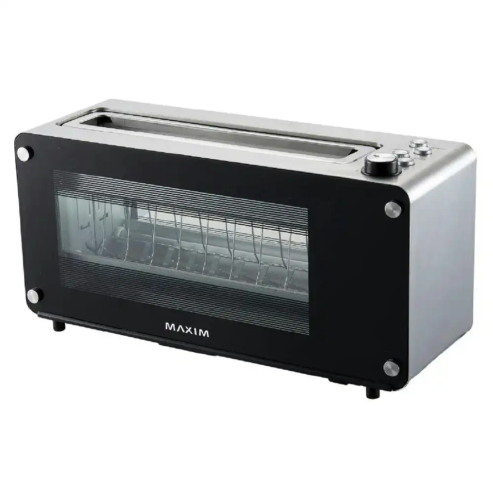 Maxim 2 Slice 38mm Wide Glass Stainless Steel Bread/Bagel Electric Toaster 1260W