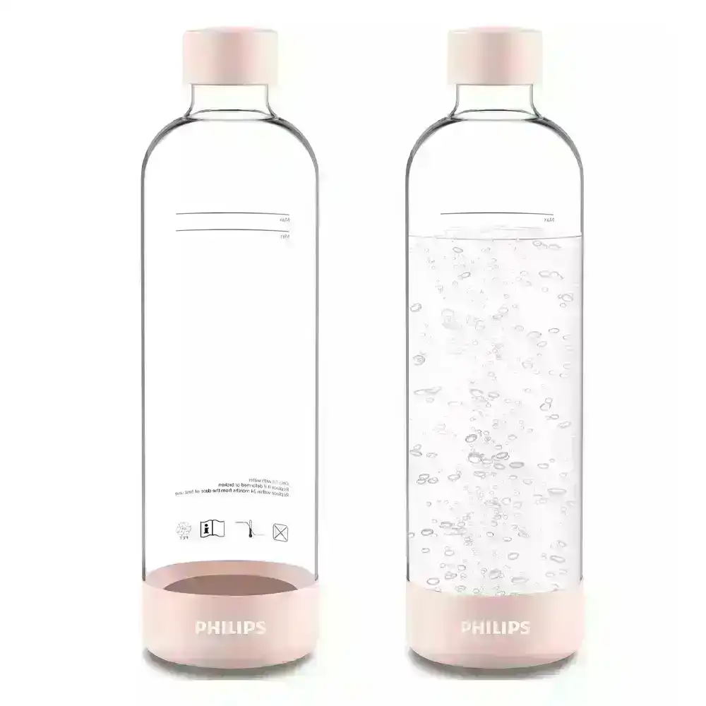 2PK Philips 29cm/1L Carbonating Bottle Set/Container For Soda Drink Maker Pink