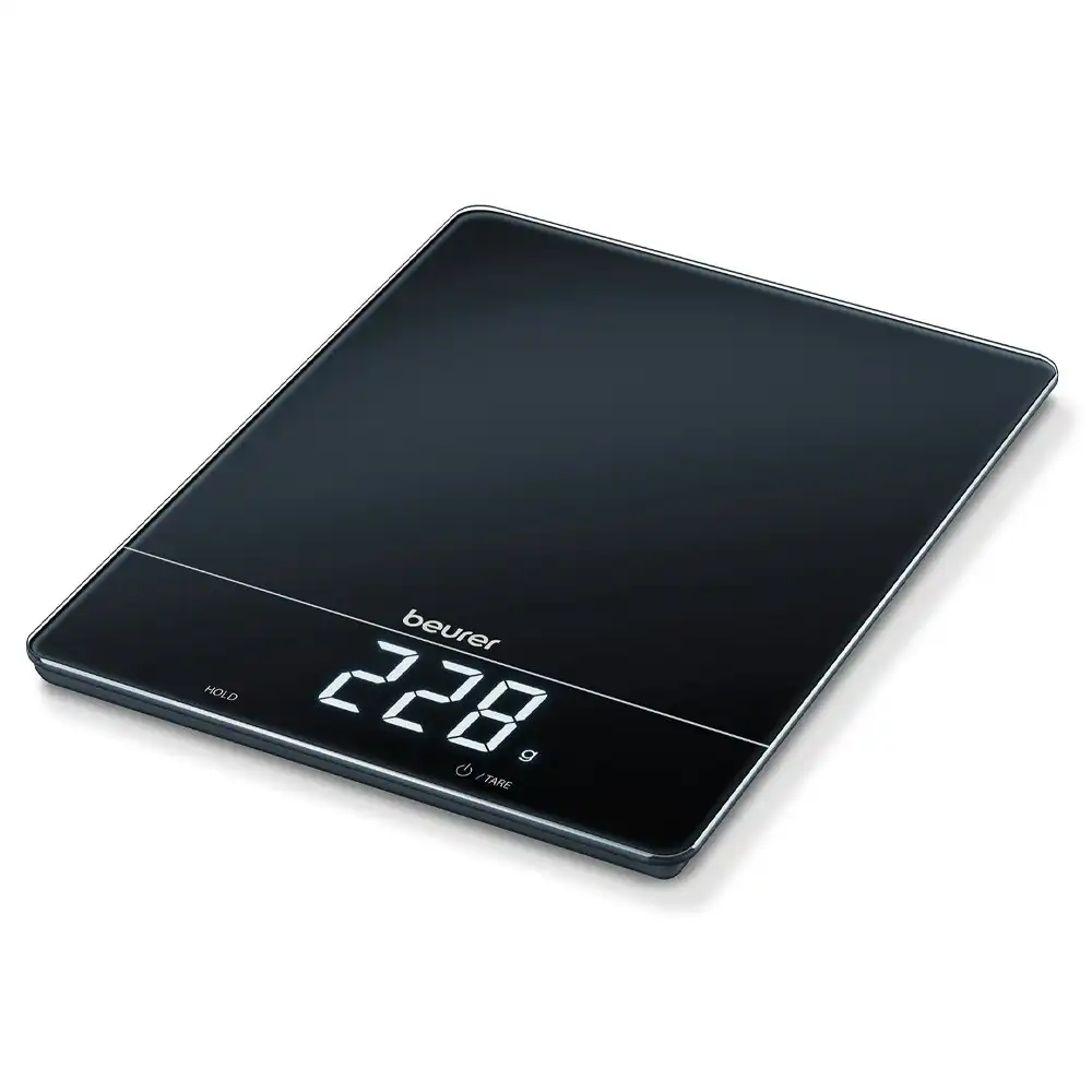 Beurer KS34 Digital 15kg Kitchen Scale Glass Electronic Food Weight kg/oz/lb BLK