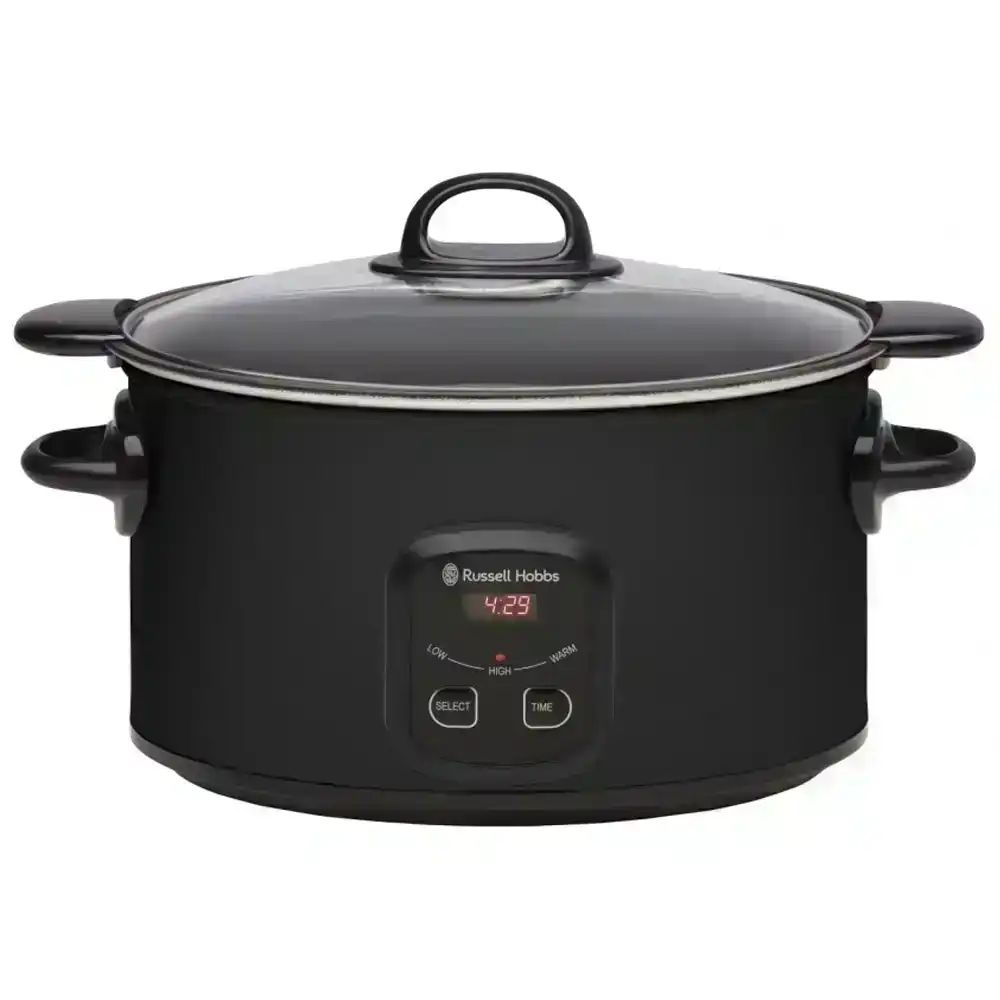 Russell Hobbs RHSC650BLK Electric 6L Searing Slow Cooker Pot w/ Lid Matte Black