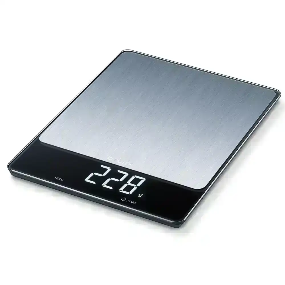 Beurer 15kg Stainless Steel LED Digital Electronic Kitchen Scale Food Weight SLV