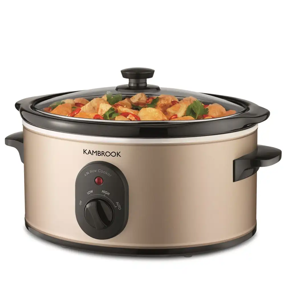 Kambrook 4.5L Multi-Setting Slow Cooker KSC450 w/ Cooking Bowl/Lid Champagne